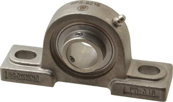 Browning - 1" ID, 5-1/2" OAL x 2-51/64" OAH Pillow Block - 1,651 Lb Static Cap, 2,801 Lb Dyn Cap, 4-1/8" Btw Mnt Hole Ctrs, 1-7/16" Base-to-Ctr Ht, Stainless Steel - Americas Industrial Supply