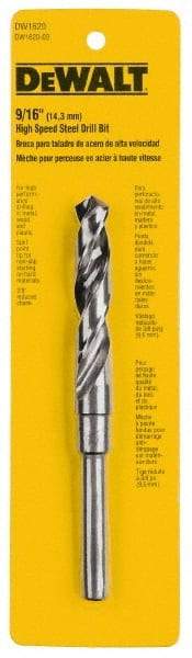 DeWALT - 1" Drill Bit, 1/2" Shank Diam, 118°, High Speed Steel Silver & Deming Reduced Shank Drill Bit - Oxide Finish, 6" OAL, Straight Shank, 3" Flute Length, Right Hand Cut, Standard, Spiral Flute, Regular Spiral - Americas Industrial Supply