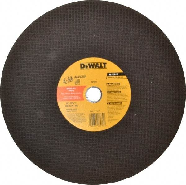 DeWALT - 14" Aluminum Oxide/Silicon Carbide Blend Cutoff Wheel - 1/8" Thick, 1" Arbor, 5,500 Max RPM, Use with Circular Saws - Americas Industrial Supply