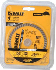 DeWALT - 4" Diam, 7/8" Arbor Hole Diam, Wet & Dry Cut Saw Blade - Diamond-Tipped, Standard Round Arbor - Americas Industrial Supply