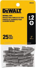 DeWALT - #2, Insert Standard Phillips Screwdriver Bit - 1/4" Drive, 1" OAL - Americas Industrial Supply
