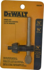 DeWALT - 1/4 Inch Pilot Diameter, Drill Chuck Key - For Use with 1/2 Inch Drill Chucks - Exact Industrial Supply