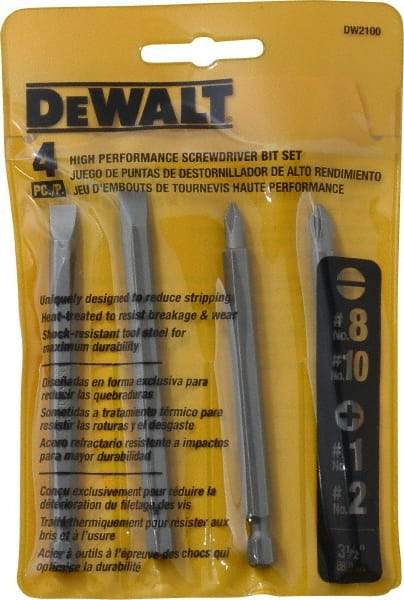 DeWALT - 4 Piece, Bit Set - Phillips, Slotted Point - Americas Industrial Supply