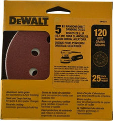 DeWALT - 5" Diam, 120 Grit, Aluminum Oxide Hook & Loop Disc - Fine Grade, Coated, Paper Backing, - Americas Industrial Supply