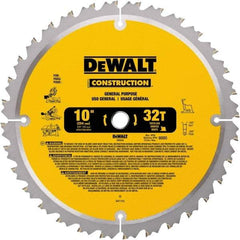 DeWALT - 10" Diam, 5/8" Arbor Hole Diam, 32 Tooth Wet & Dry Cut Saw Blade - Carbide-Tipped, General Purpose Action, Standard Round Arbor - Americas Industrial Supply