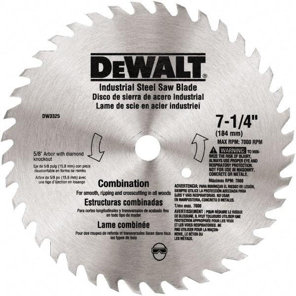 DeWALT - 7-1/4" Diam, 80 Tooth Wet & Dry Cut Saw Blade - Steel, Standard Round Arbor - Americas Industrial Supply