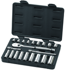 21 Piece - 3/8" Drive - 6 & 12 Point - Socket & Ratchet Set SAE - Americas Industrial Supply