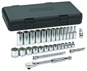 30 Piece - 3/8" Drive - 12 Point - Socket & Ratchet Set SAE - Americas Industrial Supply