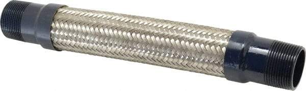 Mason Ind. - 1-1/4" Pipe, Braided Stainless Steel Single Arch Hose Pipe Expansion Joint - 12" Long, 500 Max psi, Male NPT - Americas Industrial Supply