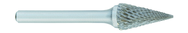 SM-6 -- 5/8 x 1 LOC x 1/4 Shank x 2 OAL Pointed Tree Carbide Medium Tough Cut Burr - Americas Industrial Supply