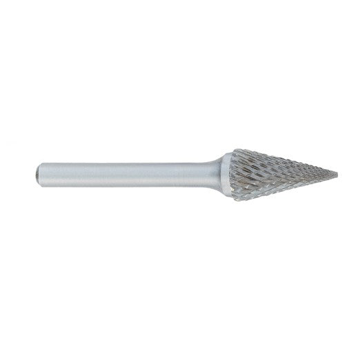 ‎SM-1 -1/4 × 1/2 LOC × 1/4 Shank × 2 OAL Pointed Tree Carbide Medium Tough Cut Burr - Americas Industrial Supply