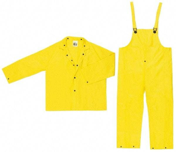 MCR Safety - Size 3XL, Yellow, Rain Three Piece Suit - 63" Chest, Detachable Hood, Take Up Snaps Ankle, Take Up Snaps Wrist - Americas Industrial Supply