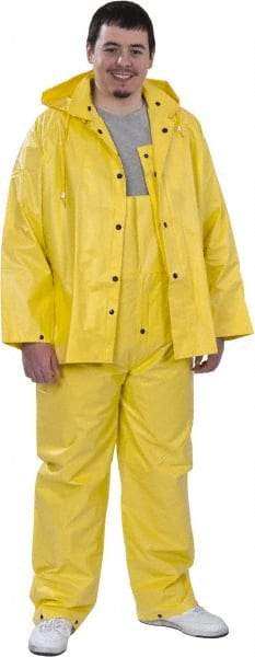 MCR Safety - Size L, Yellow, Rain Three Piece Suit - 54" Chest, Detachable Hood, Take Up Snaps Ankle, Take Up Snaps Wrist - Americas Industrial Supply