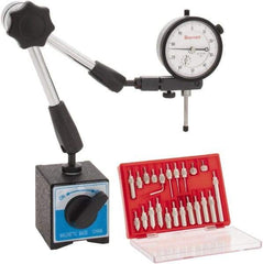 Starrett - 0.001" Graduation, 1" Max Meas, 0-100 Dial Reading, Dial Indicator & Base Kit - 2-1/4" Base Length x 2" Base Width x 2-1/8" Base Height - Americas Industrial Supply