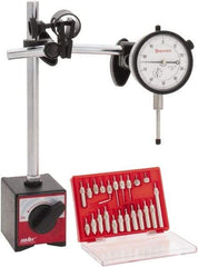 Starrett - 0.001" Graduation, 1" Max Meas, 0-100 Dial Reading, Dial Indicator & Base Kit - 0.001" Resolution, 63mm Base Length x 50mm Base Width x 55mm Base Height - Americas Industrial Supply