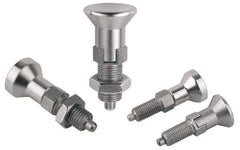 Gibraltar - M10x1, 15mm Thread Length, 5mm Plunger Diam, Lockout Knob Handle Indexing Plunger - Plunger Style D, 17mm Body Length, 43.5mm OAL, Stainless Steel - Americas Industrial Supply