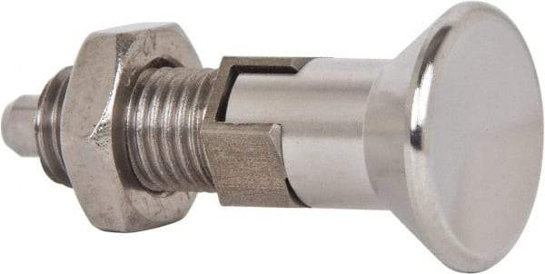 Gibraltar - M12x1.5, 17mm Thread Length, 6mm Plunger Diam, Lockout Knob Handle Indexing Plunger - Plunger Style D, 20mm Body Length, 51.7mm OAL, Stainless Steel - Americas Industrial Supply