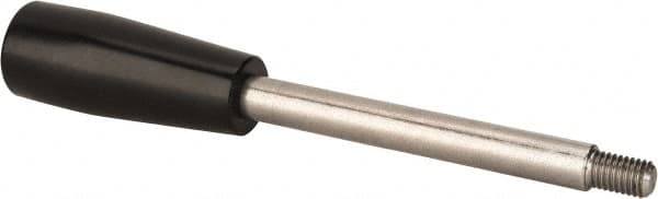 Gibraltar - M8x1.25 Stem, 0.83" Knob Diam, 0.39" Shaft Diam, Type E Gear Lever Arm with Cylindrical Knob - 0.43" Thread Length, 4.92" Handle Length, Stainless Steel Shaft, Phenolic Knob - Americas Industrial Supply