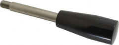 Gibraltar - M10x1.5 Stem, 0.91" Knob Diam, 0.47" Shaft Diam, Type E Gear Lever Arm with Cylindrical Knob - 0.55" Thread Length, 5.31" Handle Length, Stainless Steel Shaft, Phenolic Knob - Americas Industrial Supply