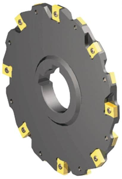 Kennametal - Arbor Hole Connection, 1/2" Cutting Width, 2-7/8" Depth of Cut, 8" Cutter Diam, 1-1/2" Hole Diam, 18 Tooth Indexable Slotting Cutter - 90° LN Toolholder, LNE 1255... Insert - Americas Industrial Supply