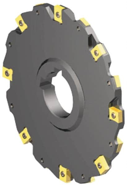Kennametal - Arbor Hole Connection, 1/4" Cutting Width, 1.404" Depth of Cut, 5" Cutter Diam, 1-1/4" Hole Diam, 12 Tooth Indexable Slotting Cutter - 90° LN Toolholder, LNE 1240... Insert - Americas Industrial Supply