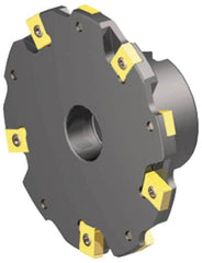 Kennametal - Shell Mount Connection, 1/4" Cutting Width, 0.56" Depth of Cut, 2-1/2" Cutter Diam, 3/4" Hole Diam, 6 Tooth Indexable Slotting Cutter - 90° LN Toolholder, LNE 1240... Insert - Americas Industrial Supply