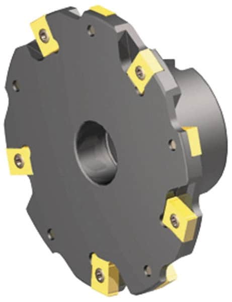 Kennametal - Shell Mount Connection, 1/4" Cutting Width, 0.942" Depth of Cut, 4" Cutter Diam, 1" Hole Diam, 10 Tooth Indexable Slotting Cutter - 90° LN Toolholder, LNE 1240... Insert - Americas Industrial Supply