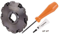 Kennametal - Arbor Hole Connection, 5/16" Cutting Width, 1.435" Depth of Cut, 5" Cutter Diam, 1-1/4" Hole Diam, 6 Tooth Indexable Slotting Cutter - 90° LN Toolholder, LNE 1245... Insert - Americas Industrial Supply