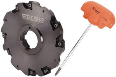 Kennametal - Arbor Hole Connection, 3/8" Cutting Width, 1.466" Depth of Cut, 5" Cutter Diam, 1-1/4" Hole Diam, 4 Tooth Indexable Slotting Cutter - 90° LN Toolholder, LNE 1245... Insert - Americas Industrial Supply