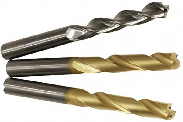 Kennametal - 25/64" 130° Solid Carbide Jobber Drill - TiAlN Finish, Right Hand Cut, Spiral Flute, Straight Shank, 4.37" OAL, Standard Point - Americas Industrial Supply