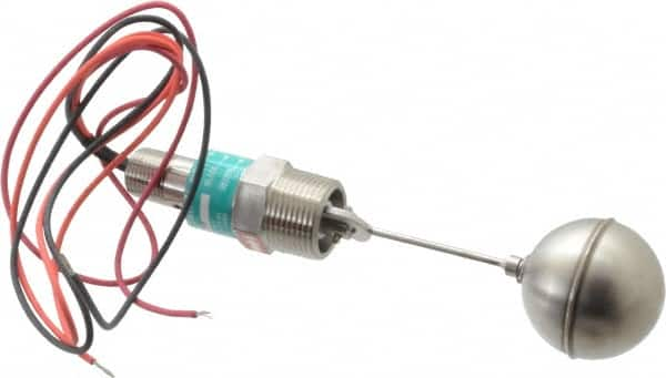 Gems Sensors - 1" Thread, 900 Max psi, 300°F Max, Liquid Level Side Mounted Float Switches - 0.9 Float SG, Stainless Steel Stem, Side Mounting Switch for Broad Range of Chemicals, N.O./N.C. Switch Logic - Americas Industrial Supply