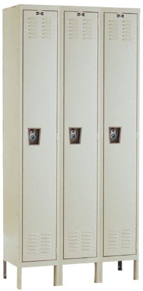 Hallowell - 3 Door, 1 Tier, Ready-Built Wardrobe & Box Lockers - Americas Industrial Supply