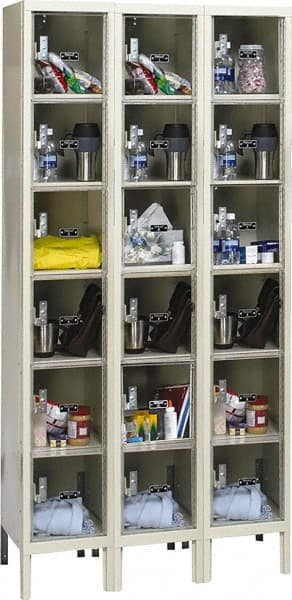 Hallowell - 18 Door, 6 Tier, Safety-View Plus Box Lockers - Americas Industrial Supply