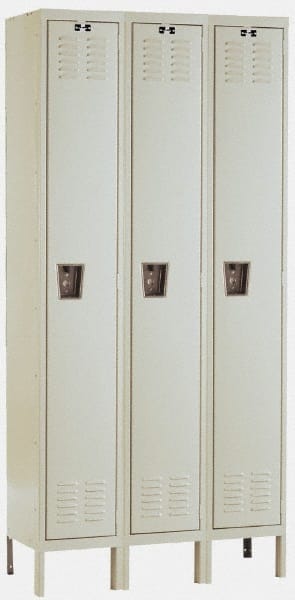 Hallowell - 3 Door, 1 Tier, Galvanite Corrosion Resistant Wardrobe & Box Lockers - Americas Industrial Supply