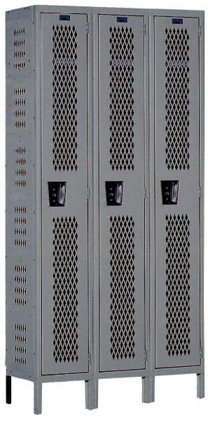 Hallowell - 3 Door, 1 Tier, Heavy-Duty Ventilated Wardrobe & Box Lockers - Americas Industrial Supply