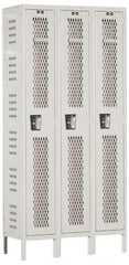 Hallowell - 3 Door, 1 Tier, Heavy-Duty Ventilated Wardrobe & Box Lockers - Americas Industrial Supply