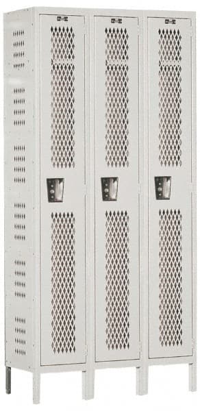 Hallowell - 3 Door, 1 Tier, Heavy-Duty Ventilated Wardrobe & Box Lockers - Americas Industrial Supply