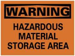NMC - "Warning - Hazardous Material Storage Area", 7" Long x 10" Wide, Pressure-Sensitive Vinyl Safety Sign - Rectangle, 0.004" Thick, Use for Hazardous Materials - Americas Industrial Supply
