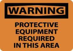 NMC - "Warning - Protective Equipment Required in This Area", 10" Long x 14" Wide, Rigid Plastic Safety Sign - Rectangle, 0.05" Thick, Use for Accident Prevention - Americas Industrial Supply