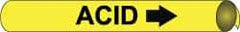 NMC - Pipe Marker with Acid Legend and Arrow Graphic - 1-1/8 to 2-3/8" Pipe Outside Diam, Black on Yellow - Americas Industrial Supply