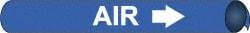 NMC - Pipe Marker with Air Legend and Arrow Graphic - 3-3/8 to 4-1/2" Pipe Outside Diam, White on Blue - Americas Industrial Supply