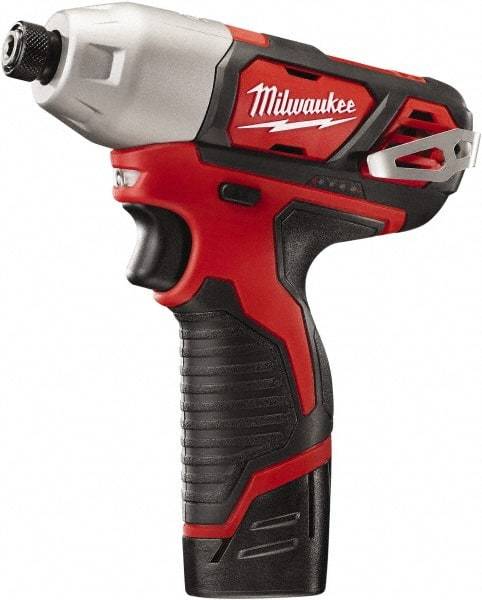 Milwaukee Tool - 12 Volt, 1/4" Drive, 1,000 In/Lb Torque, Cordless Impact Driver - Pistol Grip Handle, 2500 RPM, 2 Lithium-Ion Batteries Included - Americas Industrial Supply