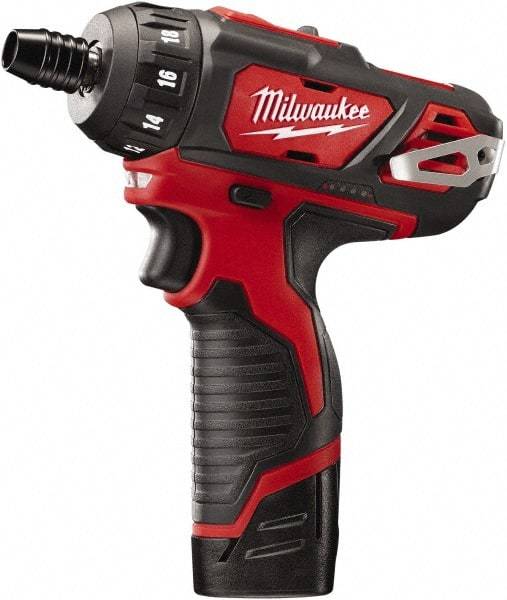 Milwaukee Tool - 12 Volts, Lithium-Ion Battery, Pistol Grip Cordless Screwdriver - 2 Speeds, 400 and 1,500 RPM, 275 Inch/Lbs. Torque - Americas Industrial Supply