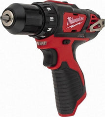 Milwaukee Tool - 12 Volt 3/8" Chuck Pistol Grip Handle Cordless Drill - 0-400 & 0-1500 RPM, Keyless Chuck, Reversible, Lithium-Ion Batteries Not Included - Americas Industrial Supply