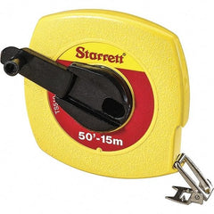 Starrett - 50' x 3/8" Yellow Blade Tape Measure - 1/8" & 1mm Graduation, L6 Graduation Style, Yellow Case - Americas Industrial Supply