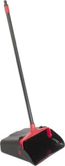 PRO-SOURCE - 13" Wide x 5" Deep x 38" High Upright Dustpan - Plastic Body, 33" Handle, Black, with Wheels - Americas Industrial Supply