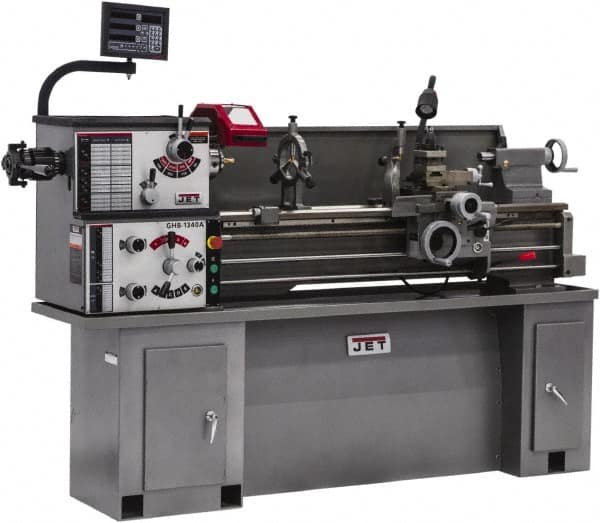 Jet - 13" Swing, 40" Between Centers, 230 Volt, Single Phase Bench Lathe - 5MT Taper, 2 hp, 70 to 2,000 RPM, 1-1/2" Bore Diam, 32" Deep x 47" High x 71" Long - Americas Industrial Supply