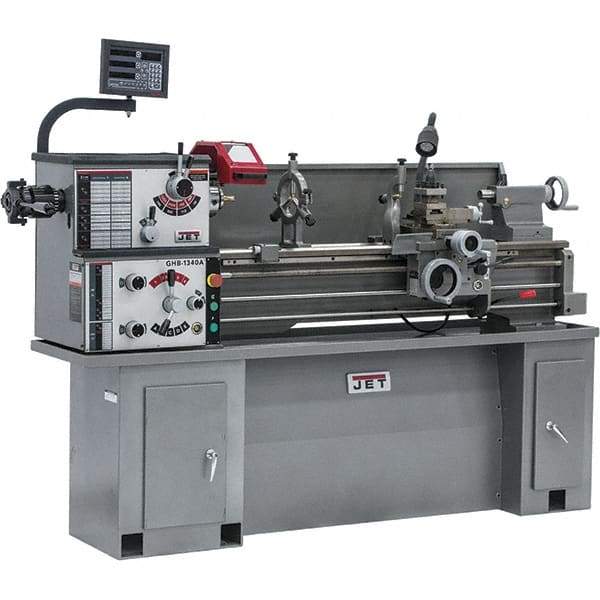 Jet - 13" Swing, 40" Between Centers, 230 Volt, Single Phase Bench Lathe - 5MT Taper, 2 hp, 70 to 2,000 RPM, 1-1/2" Bore Diam, 32" Deep x 47" High x 71" Long - Americas Industrial Supply