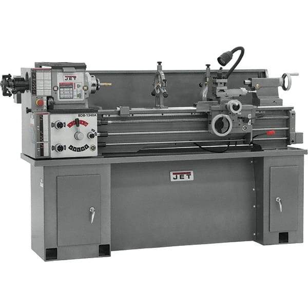 Jet - 13" Swing, 40" Between Centers, 230 Volt, Single Phase Bench Lathe - 5MT Taper, 2 hp, 60 to 1,240 RPM, 1-3/8" Bore Diam, 30" Deep x 29-1/2" High x 76-1/2" Long - Americas Industrial Supply