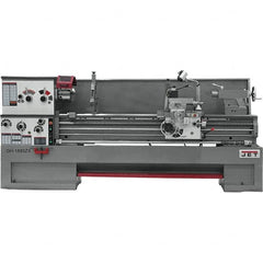 Jet - 18" Swing, 80" Between Centers, 230 Volt, Triple Phase Engine Lathe - 7MT Taper, 7-1/2 hp, 25 to 1,800 RPM, 3-1/8" Bore Diam, 40" Deep x 49" High x 137" Long - Americas Industrial Supply